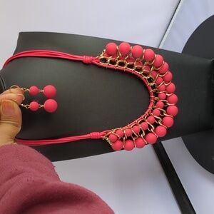 Bebe Bohemia Choker Chunky Chain Bib Necklace Statement  With Earrings.Set